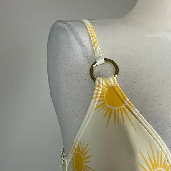 Kate Spade Sunshine Print Strappy Back One Piece Bathing Suit Yellow Size Small - Picture 9 of 11
